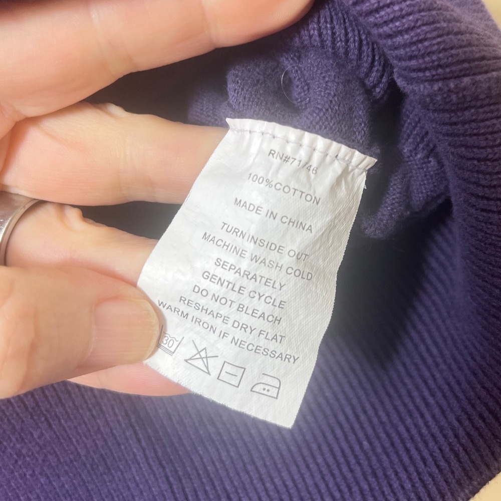 Women's Argyle Sweater Vest V Neck Purple Cotton Size Small Preppy Golfcore - Picture 6 of 7